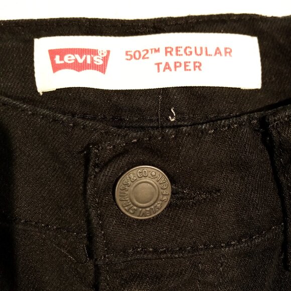 Levi's 502 Regular Taper Fit Jeans/Pants Boys 10 Black 25x25 Adj Waist GUC - Picture 5 of 11